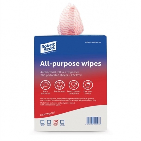 ABBEY ANTI BAC CLOTH ALL PURPOSE (ROLL 200) - RED