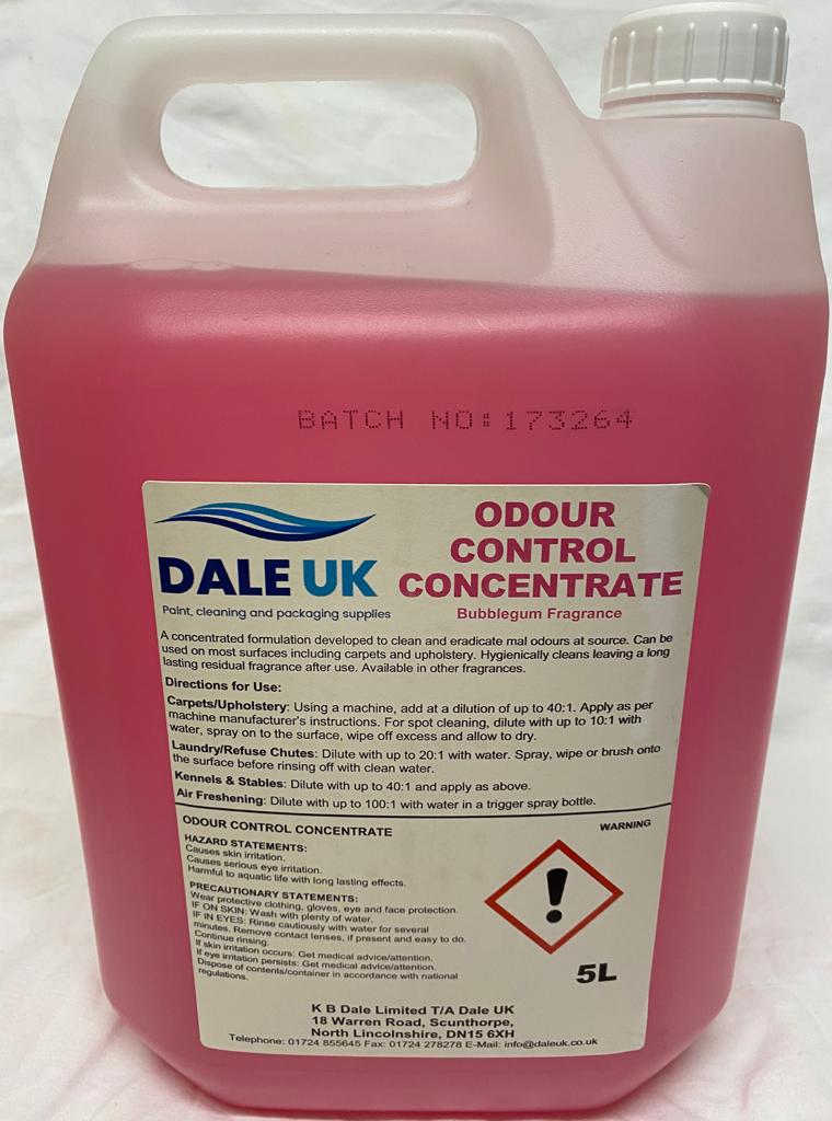 DALE UK ODOUR CONTROL CONCENTRATE - BUBBLEGUM FRAGRANCE 5 LITRE 