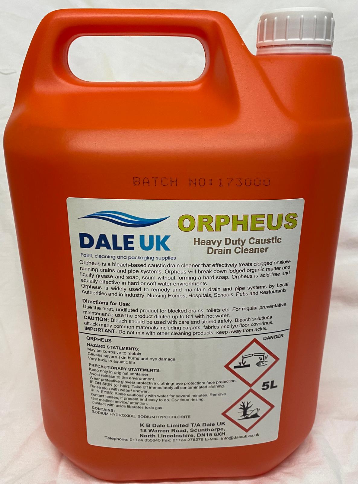 DALE UK ORPHEUS HEAVY DUTY CAUSTIC DRAIN CLEANER 5 LITRE